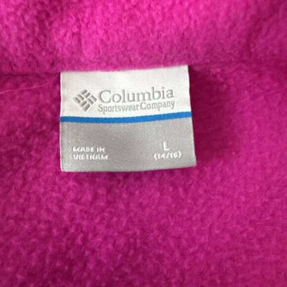 Columbia Jacket Girls Pink Full Zip Fleece Sweater Size L - Picture 4 of 6
